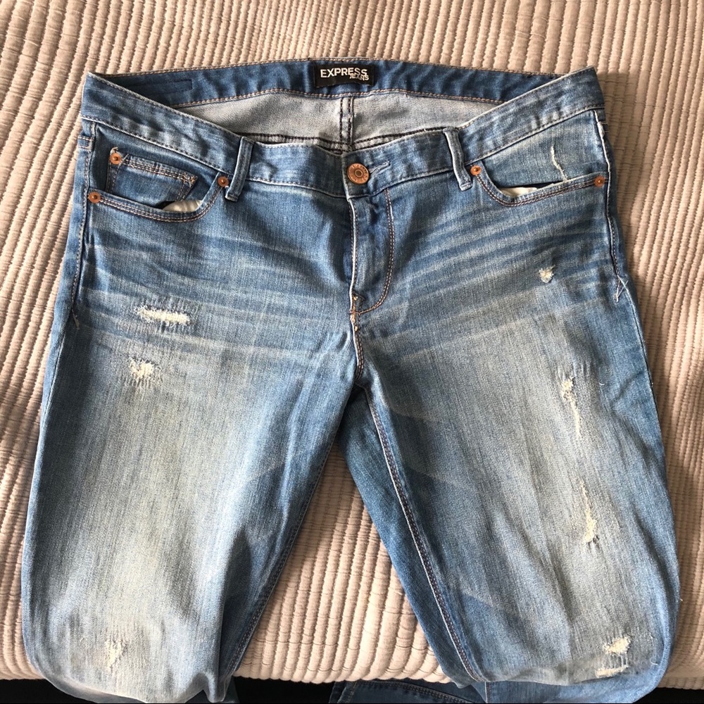 Express Light Blue Distressed Women Jeans